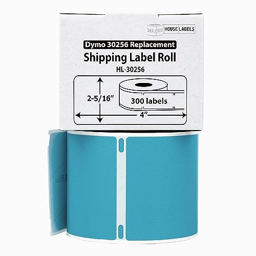 HouseLabels Compatible with Dymo 30256 Labels, Blue, 2-5/16" x 4"