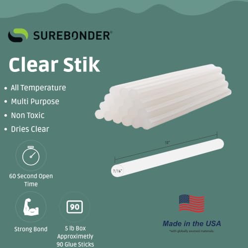 Surebonder 725R510 10-Inch All Temperature Glue Sticks, 90 Pieces - Pack of 2