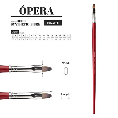 Escoda Opera Series 3050 Artist Oil and Acrylic Paint Brush, Synthetic Takatsu Filament, Bright, Size 22