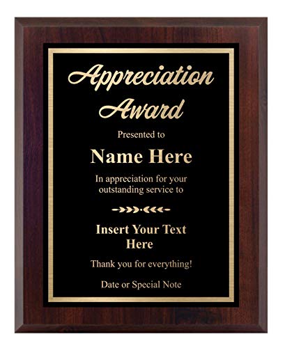 Custom Plaque for Appreciation - Personalized Engraved Award - Choose Your Size, Customize Now! (8x10)