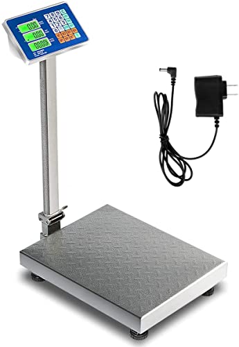 FANTASK 660lbs Folding Postal Scales, Portable Shipping Scale w/LCD Digital Platform, Heavy Duty Stainless Platform 20”x 16”, Electronic Platform Scale with Accurate LB/KG Price Calculator