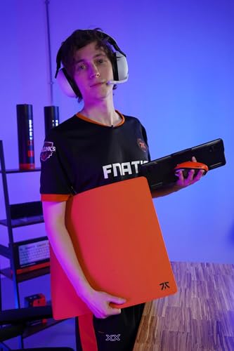 Fnatic MAX FOCUS3 L Pro Gaming Mouse Pad, Sunrise Orange Smooth Cloth Control Surface, Water Resistant Coating, with Non-Slip PORON Foam Base & Micro-Knit Stitched Edges (Size 18.9" x 15.85" x 0.24")