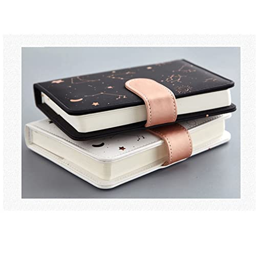 YHdtUO Simplicity High-End Meeting Book Star Leather Snap Stationery Calendar Small Fresh Pad Hand Book,White
