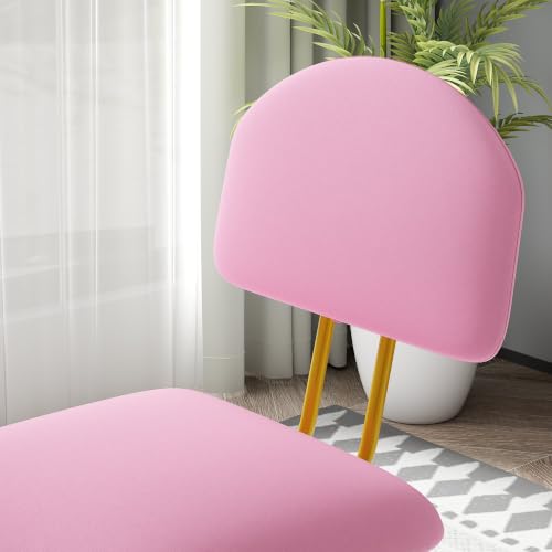 VECELO Stacking Dining Chairs Set of 2, Curved Backrest, Pink