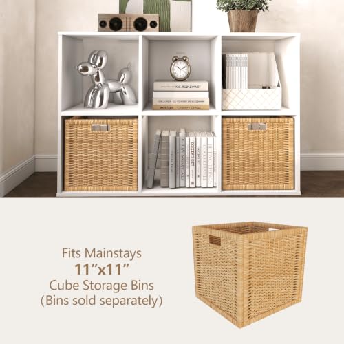 BGAERUSGF White 6 Cube Storage Organizer, Freestanding Shelf with Vertical Or Horizontal Placement, Mixed Open and Closed Back Cubby Unit, 40 Lb Per, Compatible with 11 Inch Bins for Living Room