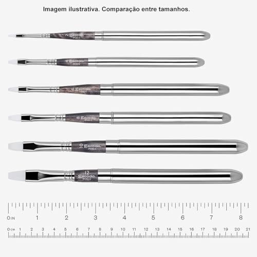 Escoda Perla Toray White Synthetic Travel Brush - Bright, Short Handle, Size 6