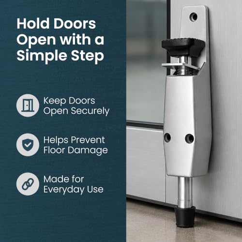 Pacific Doorware Step Down Door Stopper Heavy Duty, Aluminum, 4 Pack