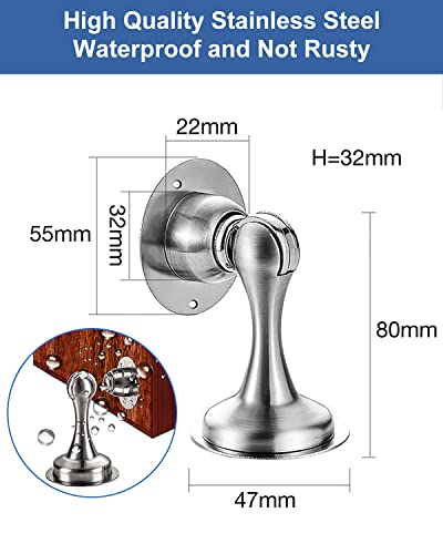 Magnetic Door Stop Stainless Steel ZUONAI 2 Pack Magnetic Door Stopper Heavy Duty Magnetic Door Holder Sticking Outdoor Magnetic Floor Door Stop Strong Magnet Door Stoppers for Walls and Floor