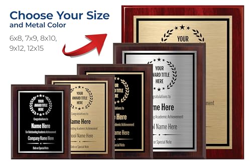 Award Plaques Personalized with Your Text, Engraved 6x8 Gold & Black