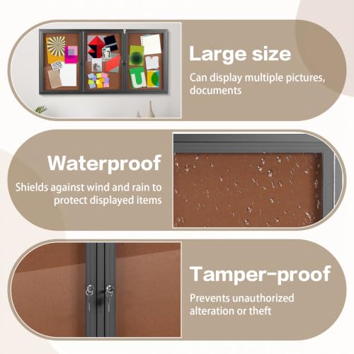 Hubxinly Weatherproof Enclosed Bulletin Board Aluminum Frame Lockable