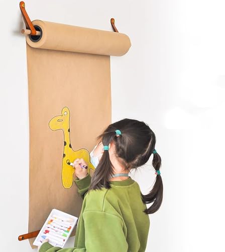 LNNW Kraft Paper Dispenser Butcher Paper Holder Wall Mounted-Kraft Paper Dispenser, Hanging Paper Roll with Cutter for Family DIY Room Office Decorative Message Boards for Wall(64cm/25.2in Wide)