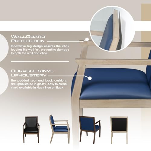 Romig Regent WallGuard Guest & Reception Waiting Room Wood Side Chair - Noble Oak/Black Vinyl