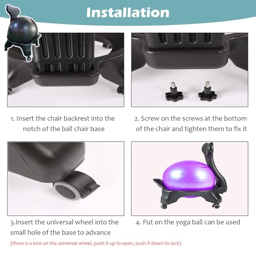 Acivirdde Heavy-Duty Yoga Ball Chair, Ideal for Core Muscle Training, Exercise, and Fitness at Home or in The Office; a Perfect Stability Ball.
