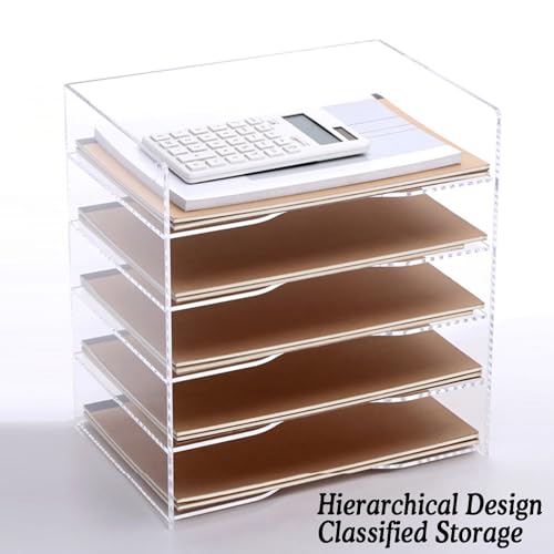 File Classification Organizer, 3/4/5 Layer Desktop File Organizer, Paper Sorter, Desktop Student Bookshelf, Paper Locker for Home, Classroom, Office, School(5tier)