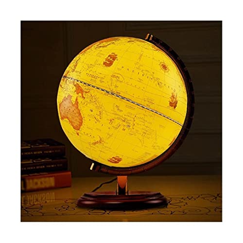 POCHY Practical Globe Vintage Geographic Globes Learning Illuminated Educational Globe Rotating Metal Alloy World Globes for Night Light Home Decor Beautifully Decor