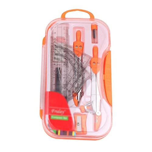 KLJUHGTR 1 Set of Plastic Metal Ruler Geometry Protractor Mathematics Drawing Stationery School Compass