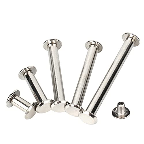 CekoCk 200pcs Nickel Plated Binding Rivet Screw M5 Chicago Screws for Photo Album Book Leather Craft Belt Wallet Mounting (Color : As Show, Size : 12mm)