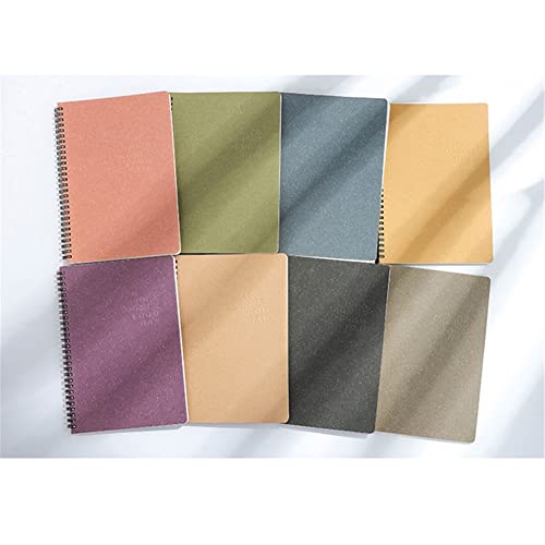 NSUQOA JSEIAJB A5 Hard Cardboard Material Coil Loop Spiral Notebook Horizontal Line Diary Note Pad Student Notepad(Style H)
