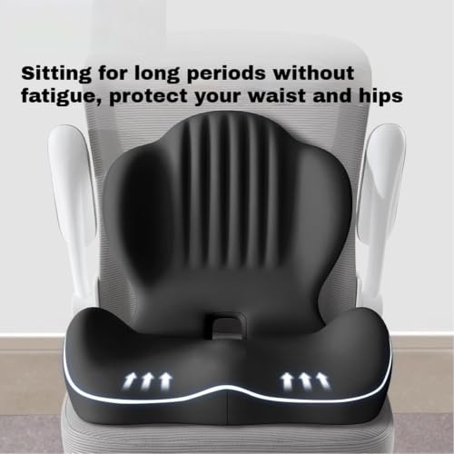 EZLQGBWKPDT The ergonomic memory foam seat and backrest cushion, with an L-shaped design, is suitable for office chairs and car seats. It is extremely comfortable and effectively improves posture