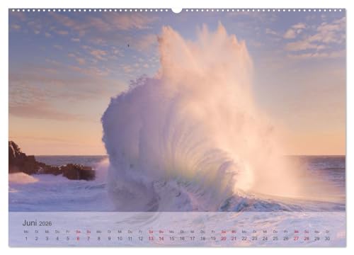 Wellen Concert (High-Quality Premium Wall Calendar 2026 DIN A2 Landscape), Art Print in High Gloss, Waves at Sea Storms in the Mediterranean Sea