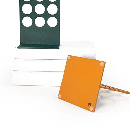 Modern Round Cutout Bookends Set of 2, Non-Skid Metal Book Ends for Shelves, Decorative Book Holders for Home Office Library, Green and Orange