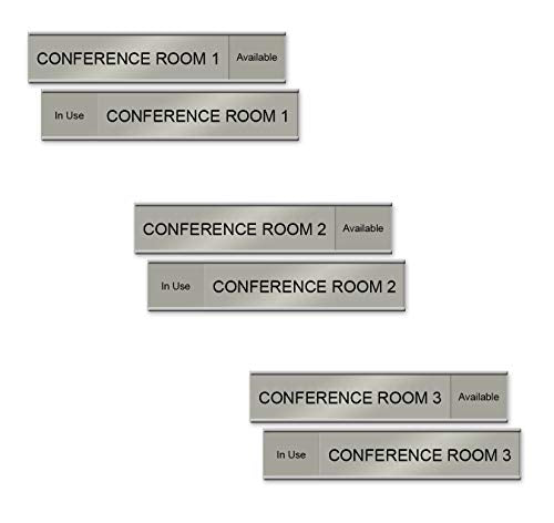 Numbered Conference Room Slider Signs, 10" x 2", Silver (Conference Room Set 1, 2, 3)