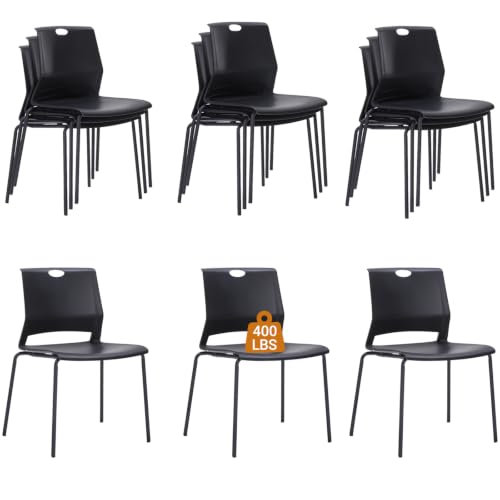 Sidanli 12 Pack Stacking Office Chairs, Scratch Free Structure, Black