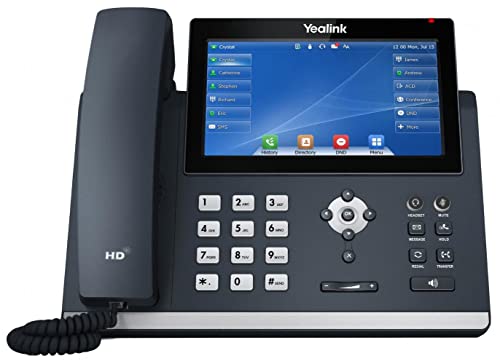 Yealink T48U IP Phone, 16 Lines. 7-Inch Color Touch Screen Display. Dual USB 2.0, Dual-Port Gigabit Ethernet, 802.3af PoE, Power Adapter Not Included (SIP-T48U)