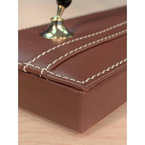Dacasso Rustic Brown Leather Double Pen Stand with Gold Trim