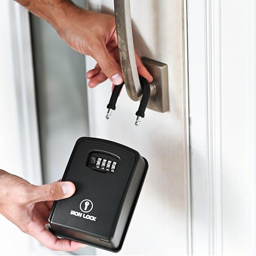 Iron Lock® XXL Portable Key Lock Box, U-Shackle 4-Digit Code (XXL, Black)