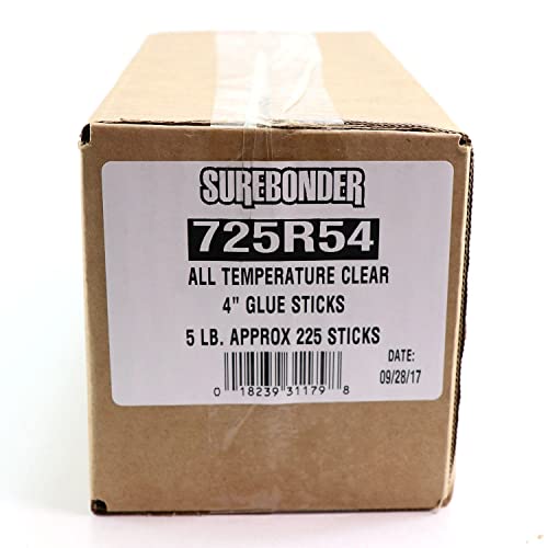 Surebonder Fpr725r54 Full Size Hot Glue Sticks, 4-Inch, Clear, 5 Lb. Box