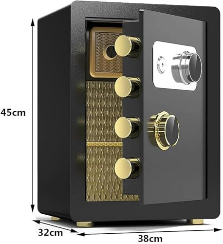 YHdtUO strongbox Safes Office,Steel Fireproof,Watertight and Anti-Theft,Hotel Financial Cash File Cabinet,Black-45x38x32cm