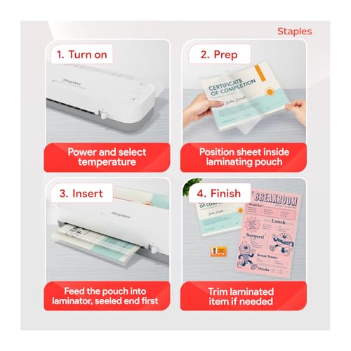 Staples 9-Inch Thermal & Cold Laminator, White/Gray