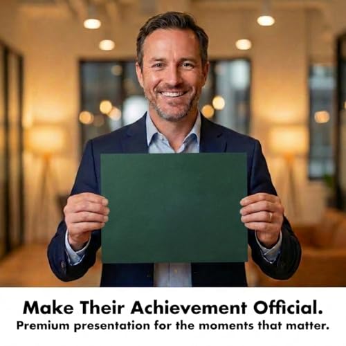 PaperDirect Green Certificate Jackets, 80lb Cardstock, 9.5" x 12" Presentation Holders, Solid Green Document Covers, Graduation, School Recognition, Staff & Volunteer Certificates, Box of 50