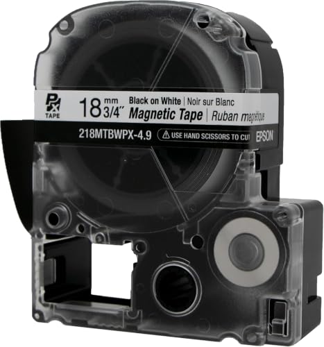 Epson LabelWorks 218MTBWPX Magnetic Tape, Black on White, 18mm, 5-Pack