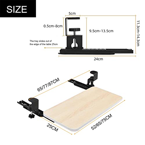 Keyboard Tray Under Desk Keyboard Tray Under Desk White Black Teak Walnut - 52/65/75Cm Sliding Keyboard Shelf - Height Adjustable - Pull-Out Keyboard Platforms Keyboard Drawer.Teak-65*25Cm(26*10Inch)