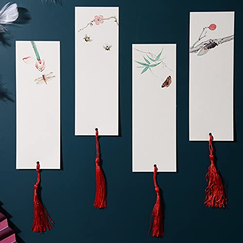 Bookmark 10Pcs Color Thickened Bookmarks with Tassels Water-Grained Paper Can be Handwritten 8 Styles Metal Bookmark (Color : 4) (7)