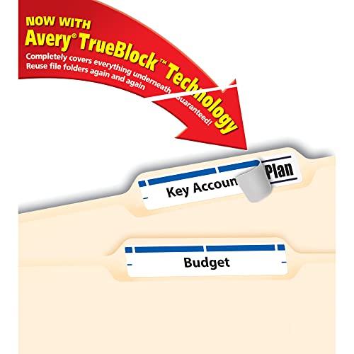 Avery® TrueBlock® Permanent Inkjet/Laser File Folder Labels, 5766, 2/3" x 3 7/16", Blue, Box Of 1,500