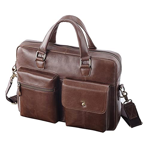 Marycan Messenger Bag, Men's Briefcase Genuine Leather Bag Fashion Large Capacity Business Male Shoulder Bags Laptop Bag (Color : A, Size : 14.6x11x4.7 inches)