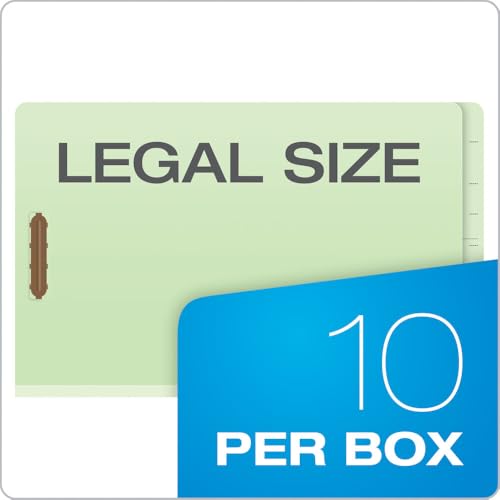 Pendaflex Pressboard End-Tab Classification Folders, Legal Size, 6 Section, 2.5" Expansion, Light Green, 10/BX (23324)