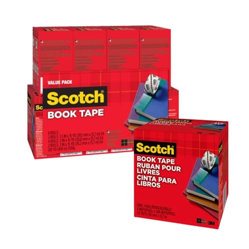 Scotch Book Binding Tape Value Bundle, Book Repair Tape, 9 Rolls