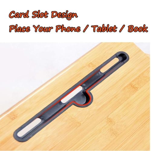 Foldable Bamboo Laptop Bed Table, Adjustable Lap Desk with Storage Drawer, Portable Computer Desk for Bed, Sofa, and Floor Use, Multi-Functional Tray Table(30x50CM/11.8x19.7in)