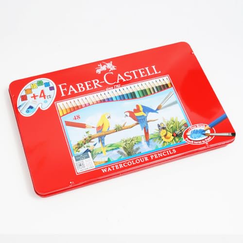 Faber Castell 48 Watercolour Pencils in Metal Tin Includes Gift for Artists for Drawing and Painting