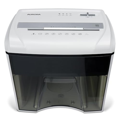 Aurora Desktop Style High-Security Anti-Jam 12-Sheet Micro-Cut Paper and CD/Credit Card/Junk Mail Shredder with 1.8 Gallon Pullout Basket/Security Level P-4