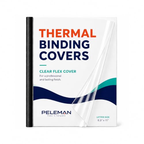 Peleman Thermal Binding Clear Covers with Steel Spine –for Thermal Binding Machines – Formerly Unibind – Used in Real Estate, Education and Various Businesses (Black, 60 Sheets Max - 88/Boxes)
