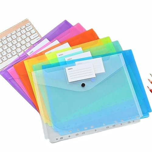 WHL Alexanders Folders Binder Pocket - 12件 Envelopes Binder Folders 11 Holes for 2/3/4 Ring, Binder Folders with Snap Button and Label, Letter Size File Folder(Horizontal)