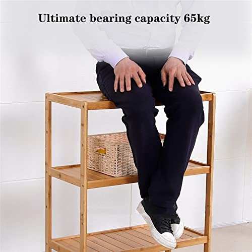 VHDY85KA Office PC Tower Stand, Bamboo CPU Stand with Storage, 2-Tier CPU Holder Stand, Home Office Storage Shelf Printer Stand Under Desk Accessories(Natural,51 * 26 * 56cm)