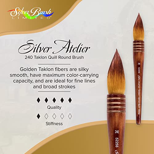 Silver Brush Limited Silver Atelier Golden Taklon Quill Brush, Size 240