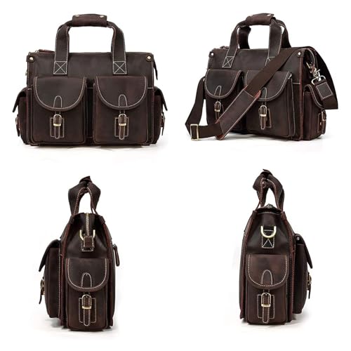 Handbag Business Briefcase 13.3inch Laptop Bag Vintage Travel Shoulder Bag Messenger Bag (A)