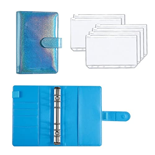 A6 Binder Budget PU Leather PlannerPockets Expense Sheets Notebook Cash Envelope Organizer System with Clear Zipper(3)